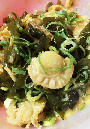 ベビーホタテとワカメの酢味噌和え-レシピのメイン写真