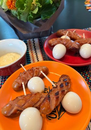 おかんレシピ𓀤𓀣うずら卵とウィンナーの串-レシピのメイン写真