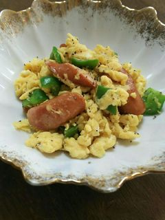 お弁当に♪ピーマンとウィンナー卵炒め☆-レシピのメイン写真