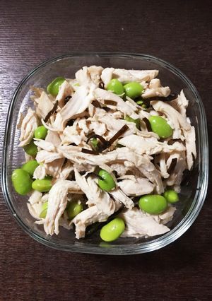 ルクエで鶏むね肉の塩昆布あえ-レシピのメイン写真