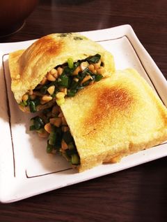 油揚げのたっぷりネギと納豆の詰め焼き-レシピのメイン写真