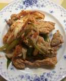 豚もも肉切り落としのねぎキムチ炒め