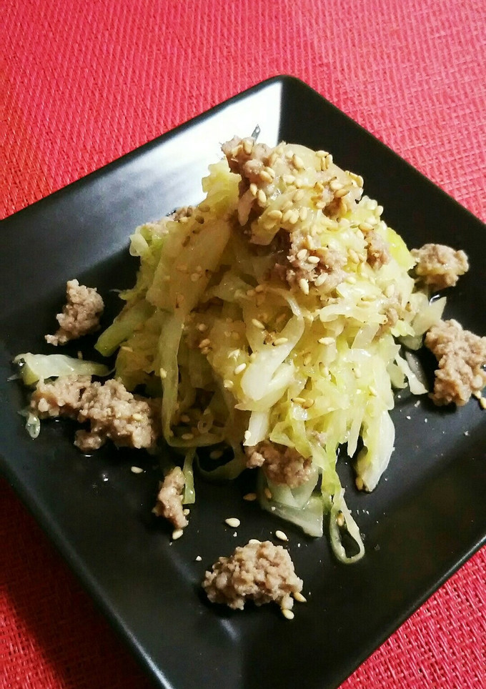 レンジで簡単。挽き肉とキャベツ中華和え。-レシピのメイン写真