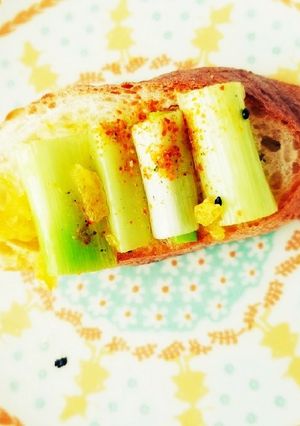 ネギゆず塩七味オリーブバゲットトースト-レシピのメイン写真
