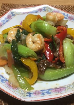 エビと牛肉の彩り野菜いため-レシピのメイン写真
