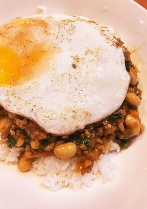 卵のせ!!大豆のキーマカレー!!-レシピのメイン写真