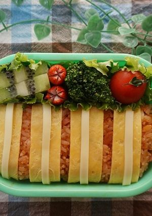 ストライプオムライス弁当-レシピのメイン写真