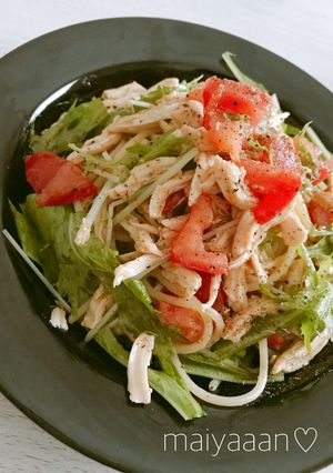 ＊トマトと水菜と鶏胸肉の冷製パスタ＊-レシピのメイン写真