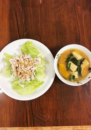 お料理初心者向けバンバンジーと味噌汁-レシピのメイン写真
