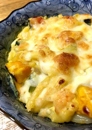 栄養満点！かぼちゃと小松菜のエビグラタン-レシピのメイン写真