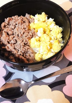 簡単美味しい卵とひき肉の二色丼-レシピのメイン写真
