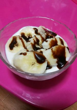 バナナヨーグルト＆チョコシロップ-レシピのメイン写真