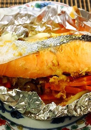 秋鮭(白身魚)の梅味噌ホイル焼き-レシピのメイン写真