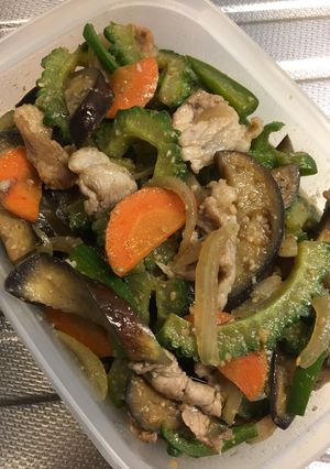 ☆なすゴーヤ豚こま焼肉のタレ炒め☆-レシピのメイン写真
