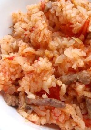 完熟トマトと牛肉の洋風炊き込みごはん-レシピのメイン写真