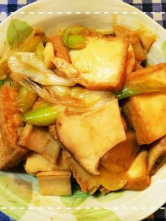 レンジ時短!大根と長ねぎの厚揚げ味噌炒め-レシピのメイン写真