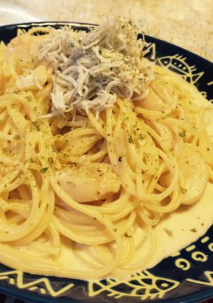 魚屋さんホタテとシラスのクリームパスタ-レシピのメイン写真