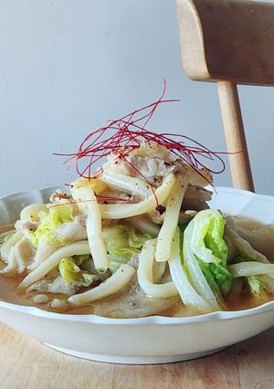バリ旨☆豚バラ&白菜の節約うどん☆レンジ-レシピのメイン写真
