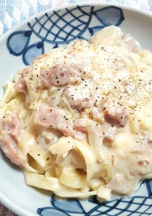 濃厚クリームソースとスパムのパスタ-レシピのメイン写真