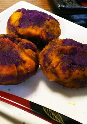 簡単和菓子 かぼちゃと紫芋の茶巾-レシピのメイン写真