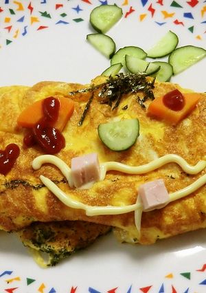野菜でお絵かき、ハロウインオムレツよ～-レシピのメイン写真