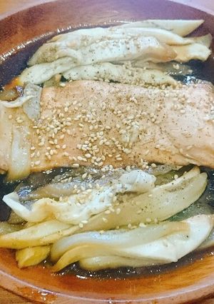 ナスと鮭の照り焼き風ホイル焼き-レシピのメイン写真