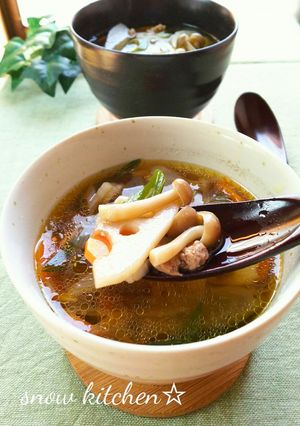 ひき肉と根菜のあったかスープ-レシピのメイン写真