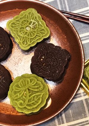 桃山風@ココア味と抹茶味の栗月餅-レシピのメイン写真