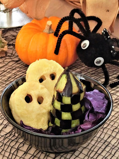 ハロウィン★長芋の天ぷらおばけと揚げ野菜-レシピのメイン写真