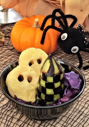 ハロウィン★長芋の天ぷらおばけと揚げ野菜-レシピのメイン写真