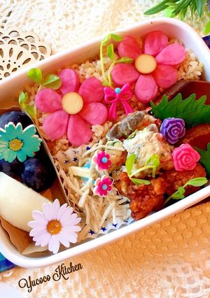 スパニッシュオムレツ風 秋桜 玄米弁当-レシピのメイン写真