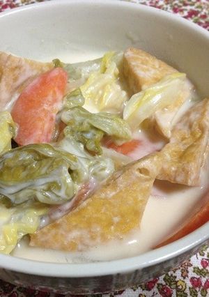 白菜と厚揚げの酒粕煮-レシピのメイン写真