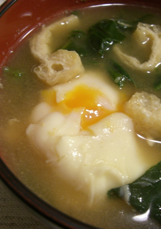 ★半熟卵とほうれん草のお味噌汁★-レシピのメイン写真