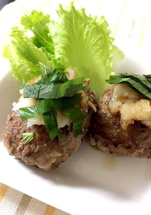 簡単！モヤシとネギの和風おろしハンバーグ-レシピのメイン写真