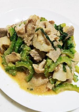 ゴーヤと豚バラ肉のあまみそ炒め大葉風味-レシピのメイン写真