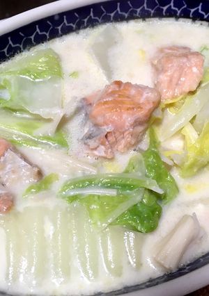 豆乳で作る！鮭と白菜のクリーム煮-レシピのメイン写真