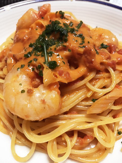 海老と白ネギのトマトクリームパスタ-レシピのメイン写真