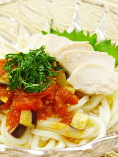 ベジ♪トマトとなすの冷たいおうどん-レシピのメイン写真