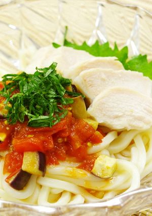 ベジ♪トマトとなすの冷たいおうどん-レシピのメイン写真