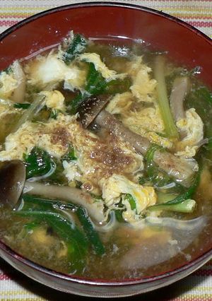 水菜とブナシメジのかき玉汁-レシピのメイン写真
