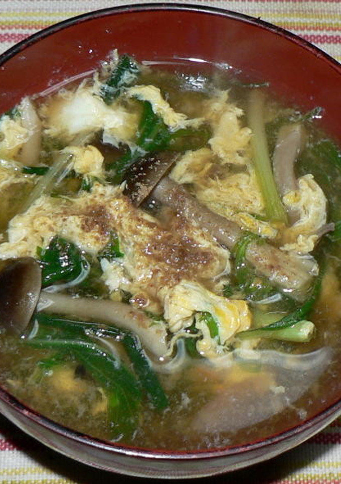 水菜とブナシメジのかき玉汁-レシピのメイン写真