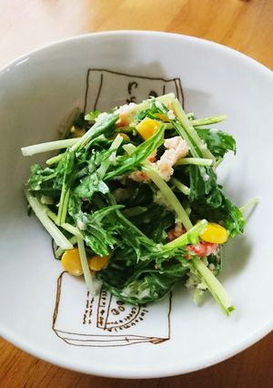 水菜とカニ缶のパパっとサラダ-レシピのメイン写真