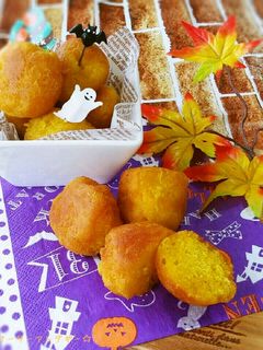 ハロウィン♥かぼちゃのサーターアンダギー-レシピのメイン写真
