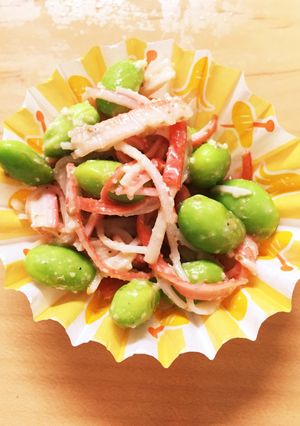 お弁当に混ぜるだけ☆ゴマドレ枝豆カニカマ-レシピのメイン写真