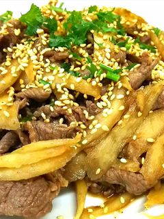 ご飯が美味しい!牛肉ごぼうの甘辛煮-レシピのメイン写真