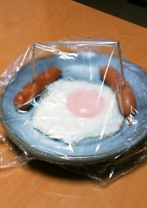目玉焼き⭐くっつかないラップの掛け方-レシピのメイン写真