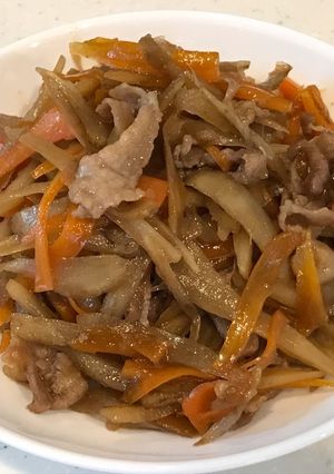 きんぴらに豚肉投入！きんぴら肉ごぼう♪-レシピのメイン写真