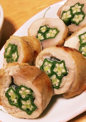 簡単メイン！おくらの鶏モモ肉巻き-レシピのメイン写真