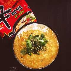 รูปของ やわうま♪明太豆腐のかきたま辛ラーメン