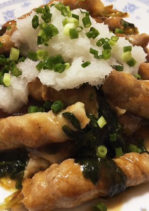 豆苗豚バラ巻き トロミポン酢炒め-レシピのメイン写真